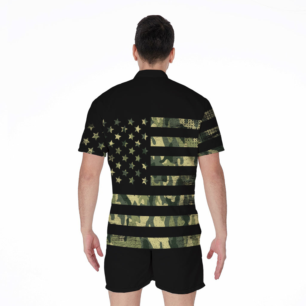 Camouflage American Flag Print Men's Rompers
