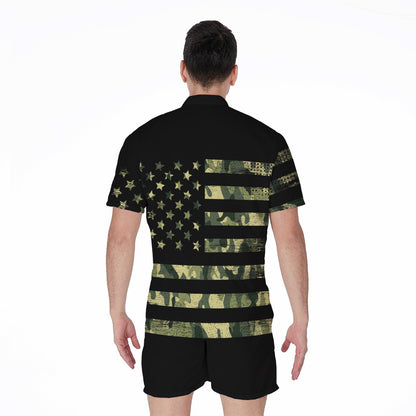 Camouflage American Flag Print Men's Rompers