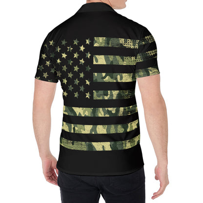 Camouflage American Flag Print Men's Shirt