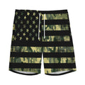 Camouflage American Flag Print Men's Athletic Shorts