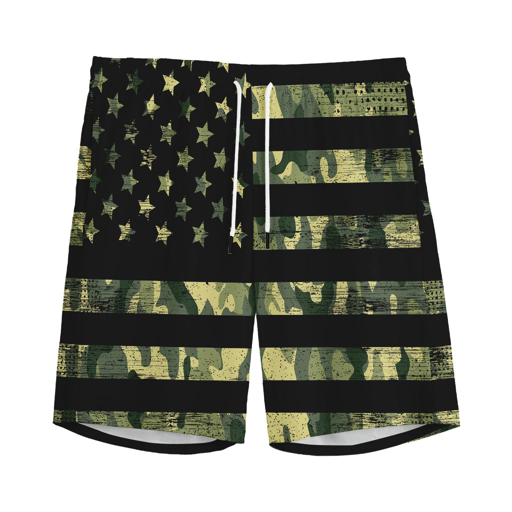 Camouflage American Flag Print Men's Sports Shorts