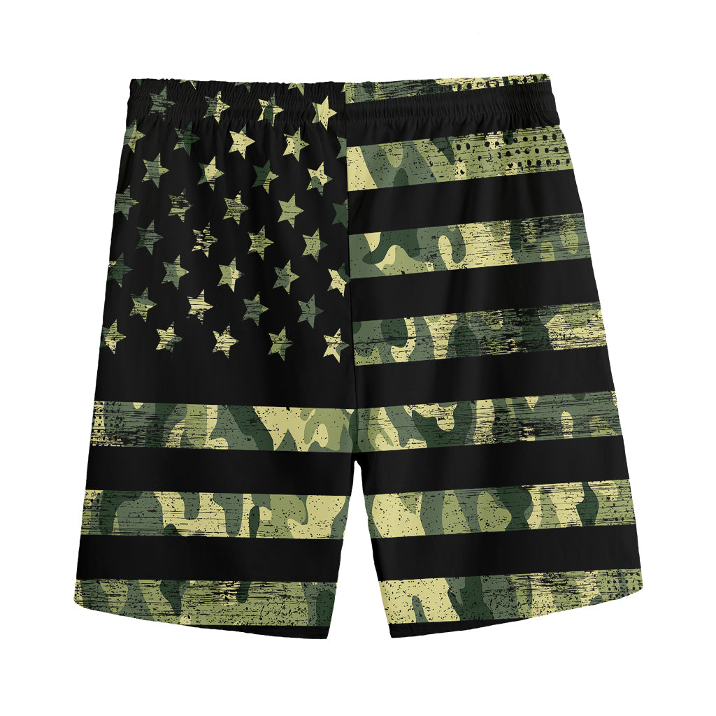 Camouflage American Flag Print Men's Sports Shorts