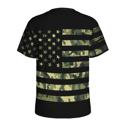 Camouflage American Flag Print Men's Sports T-Shirt