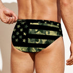 Camouflage American Flag Print Men's Swim Briefs