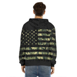 Camouflage American Flag Print Men's Velvet Pullover Hoodie