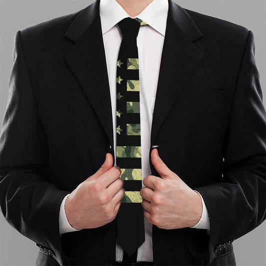 Camouflage American Flag Print Necktie