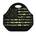 Camouflage American Flag Print Neoprene Lunch Bag