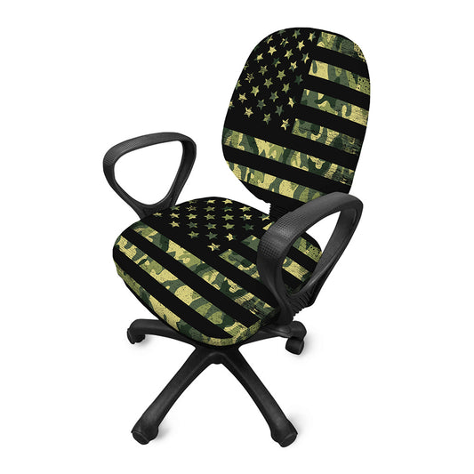 Camouflage American Flag Print Office Chair Cover