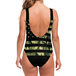 Camouflage American Flag Print One Piece Swimsuit