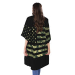 Camouflage American Flag Print Open Front Beach Cover Up