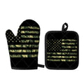 Camouflage American Flag Print Oven Mitt And Pot Holder Set
