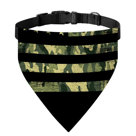 Camouflage American Flag Print Over The Collar Dog Bandana