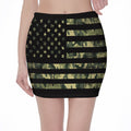 Camouflage American Flag Print Pencil Mini Skirt