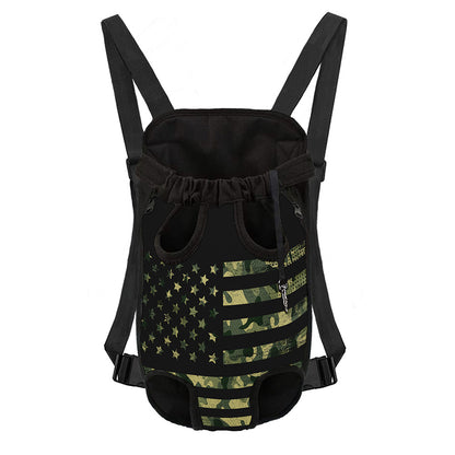 Camouflage American Flag Print Pet Carrier Backpack