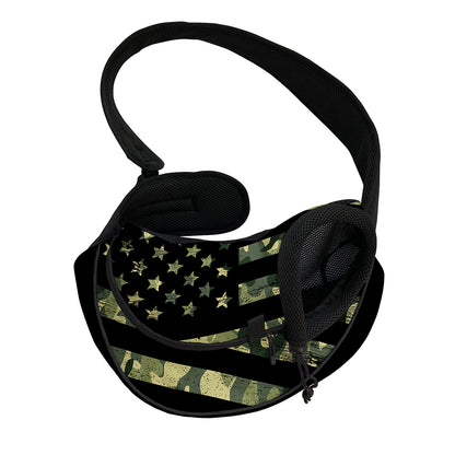 Camouflage American Flag Print Pet Sling Carrier