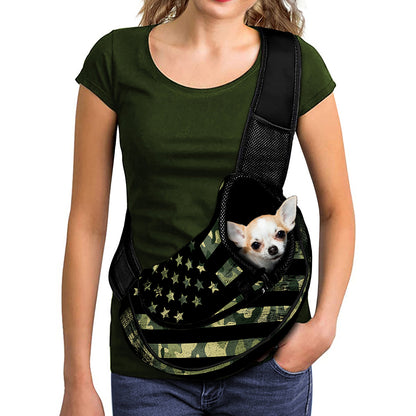 Camouflage American Flag Print Pet Sling Carrier