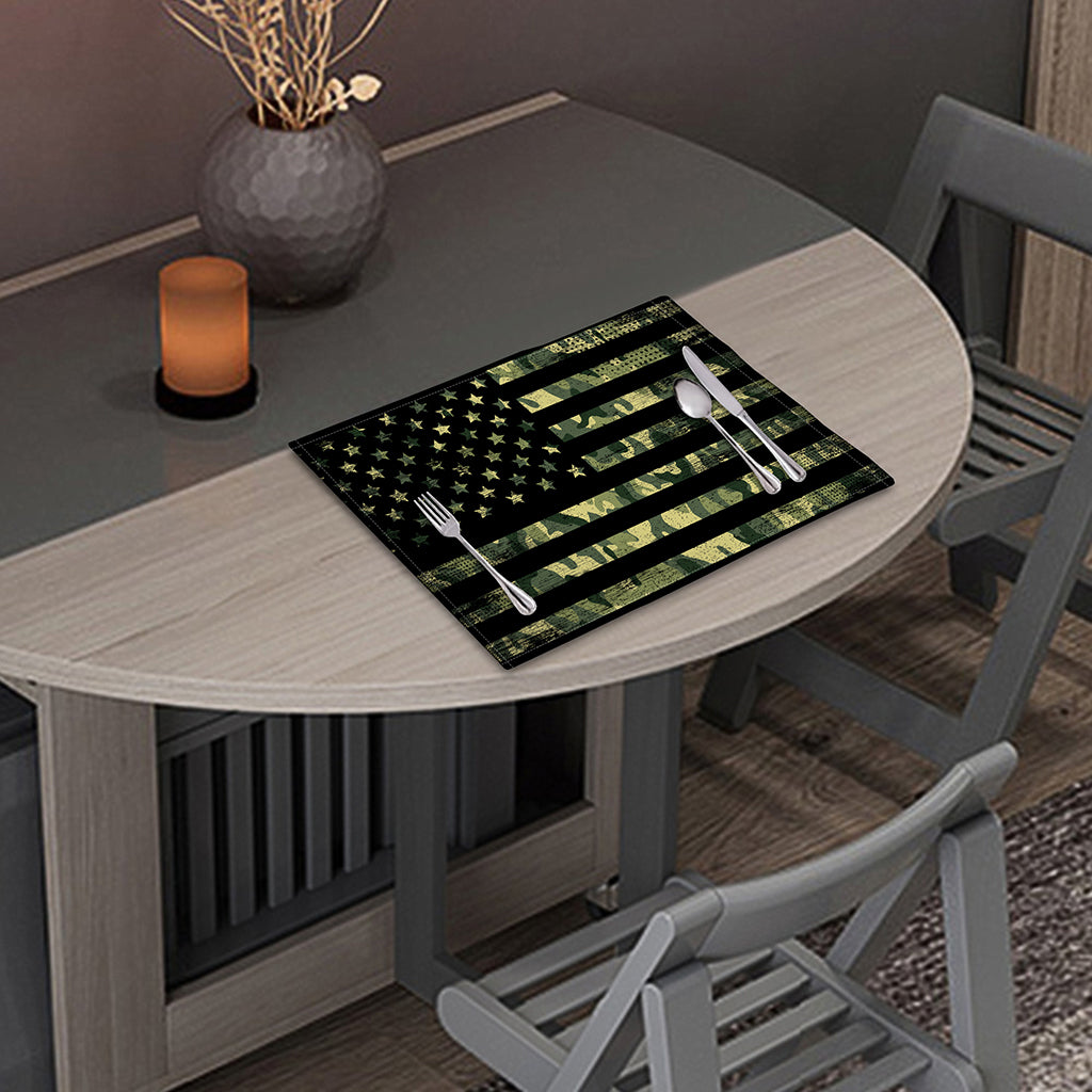 Camouflage American Flag Print Placemat