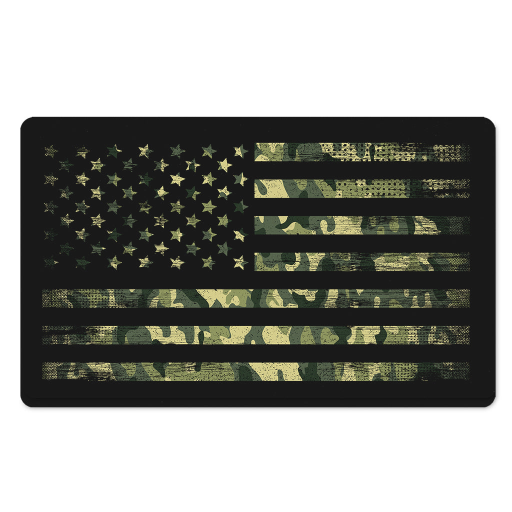 Camouflage American Flag Print Polyester Doormat