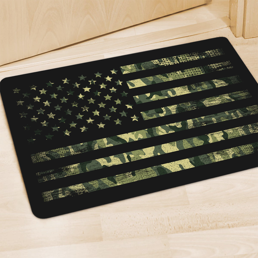 Camouflage American Flag Print Polyester Doormat