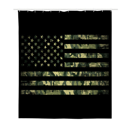 Camouflage American Flag Print Polyester Shower Curtain