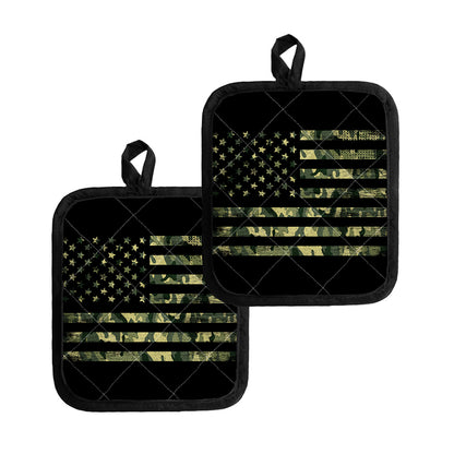 Camouflage American Flag Print Pot Holders