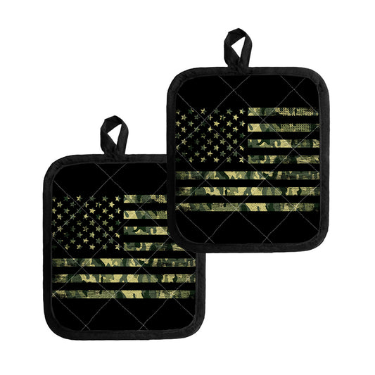 Camouflage American Flag Print Pot Holders
