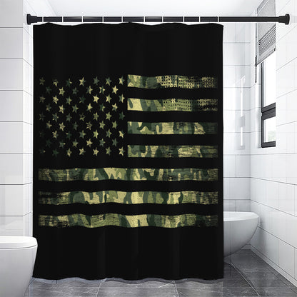 Camouflage American Flag Print Premium Shower Curtain