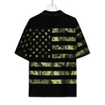 Camouflage American Flag Print Rayon Hawaiian Shirt