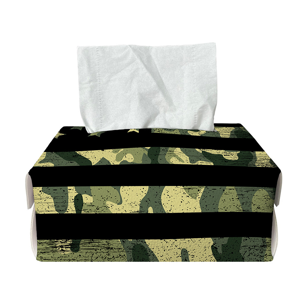 Camouflage American Flag Print Rectangle Tissue Box Cover