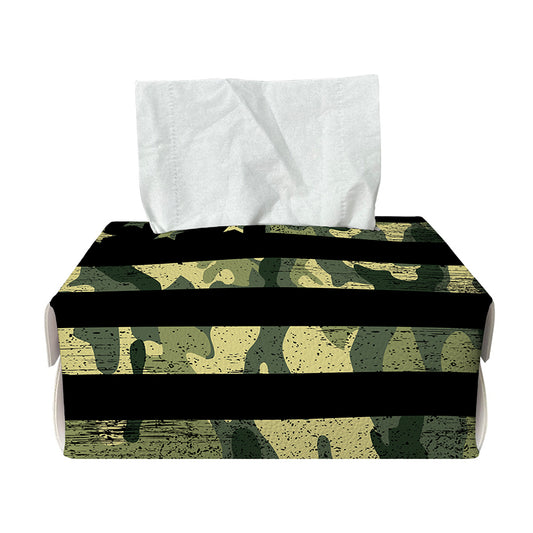Camouflage American Flag Print Rectangle Tissue Box Cover