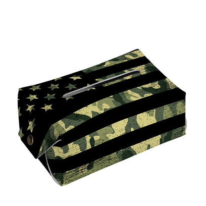 Camouflage American Flag Print Rectangle Tissue Box Cover