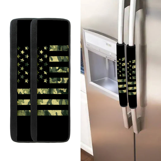 Camouflage American Flag Print Refrigerator Handle Covers