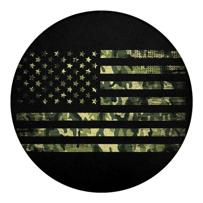 Camouflage American Flag Print Round Blanket