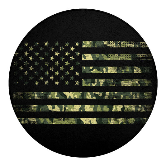 Camouflage American Flag Print Round Blanket
