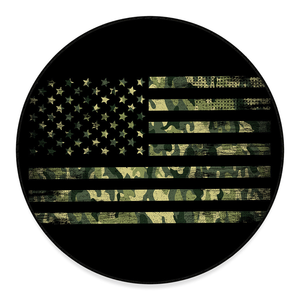 Camouflage American Flag Print Round Floor Mat