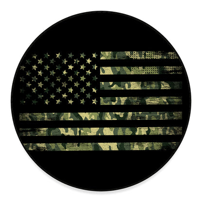 Camouflage American Flag Print Round Floor Mat
