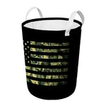 Camouflage American Flag Print Round Laundry Basket