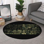 Camouflage American Flag Print Round Rug