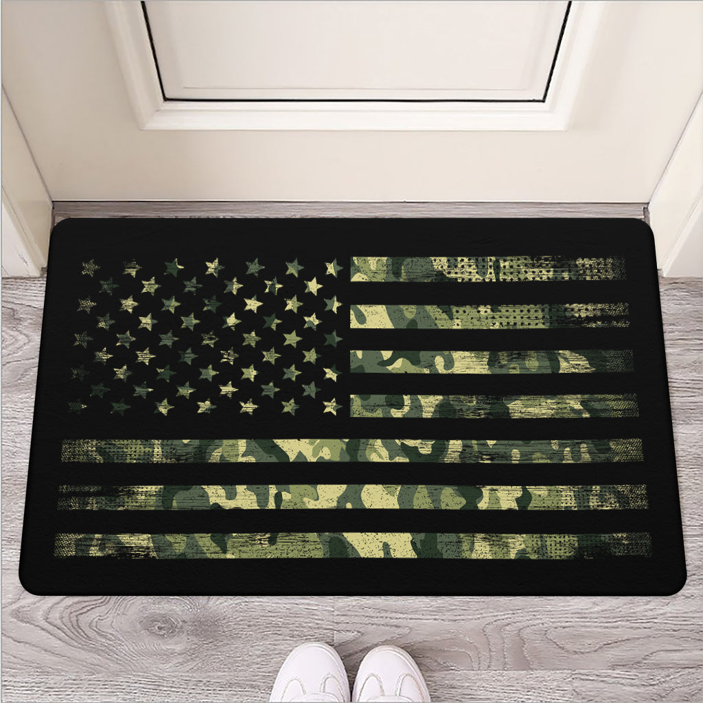Camouflage American Flag Print Rubber Doormat
