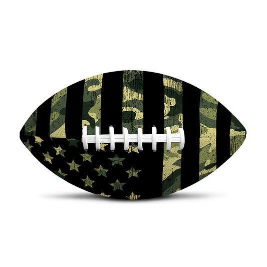 Camouflage American Flag Print Rugby Ball
