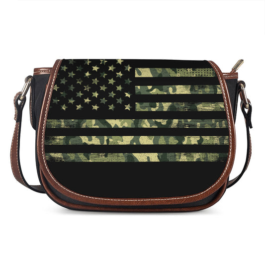 Camouflage American Flag Print Saddle Bag