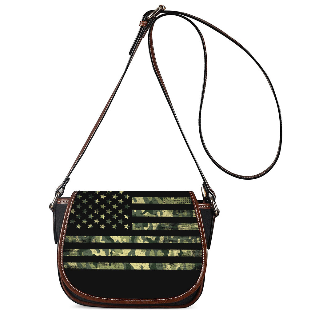 Camouflage American Flag Print Saddle Bag