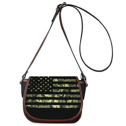 Camouflage American Flag Print Saddle Bag