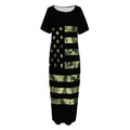 Camouflage American Flag Print Short Sleeve Long Nightdress
