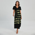 Camouflage American Flag Print Short Sleeve Maxi Dress