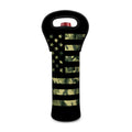 Camouflage American Flag Print Single Neoprene Wine Tote