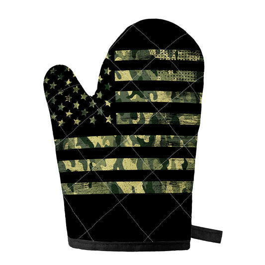 Camouflage American Flag Print Single Oven Mitt