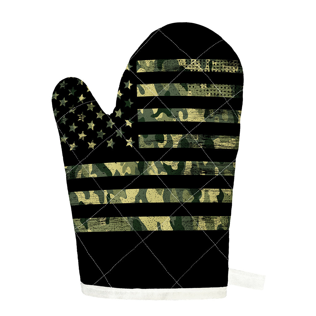 Camouflage American Flag Print Single Oven Mitt