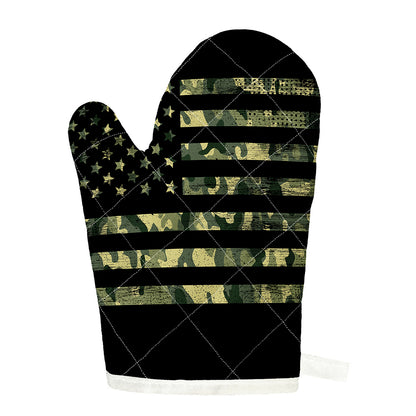 Camouflage American Flag Print Single Oven Mitt