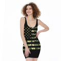 Camouflage American Flag Print Sleeveless Bodycon Dress
